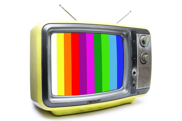 Κίτρινο Vintage τηλεόραση σε άσπρο φόντο — Φωτογραφία Αρχείου