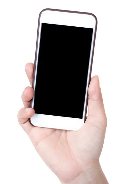 Isolierte weibliche Hände, die das Telefon halten — Stockfoto