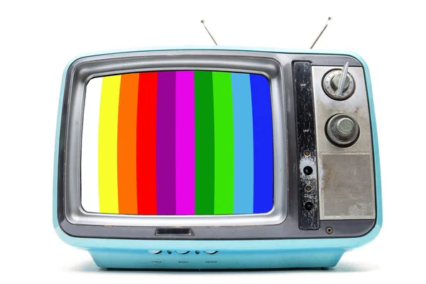 Blue Vintage TV on  white background — Stock Photo, Image