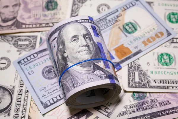 Roll of One Hundred Dollar Bills — Stock Photo, Image