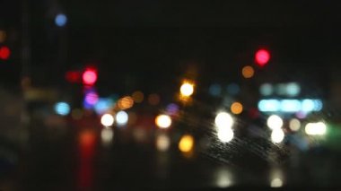 Flare gece trafik ışıkları-Bangkok Tayland .