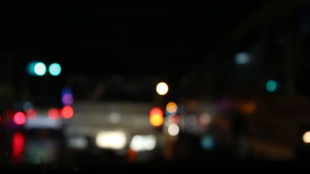 Flare gece trafik ışıkları-Bangkok Tayland . — Stok video