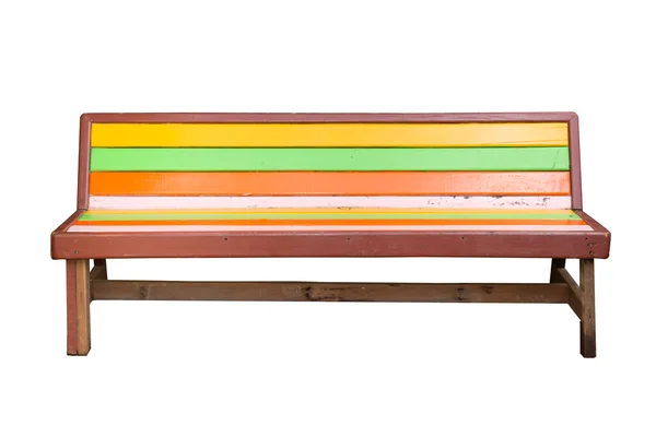 Vintage dlouhou dřevěnou lavičku na bílém pozadí — Stock fotografie