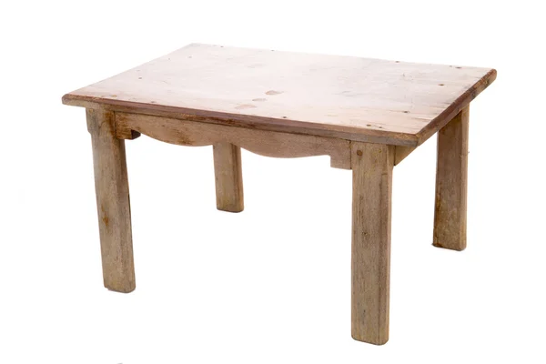 Dřevěný stůl na bílém pozadí — Stock fotografie