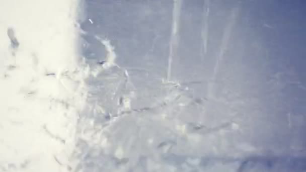 Rain drops running down a window car, pan camera — Stock Video