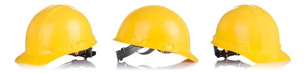 Casque de sécurité jaune isolé sur blanc — Photo