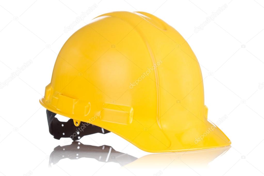 Yellow Safety helmet isolated on white