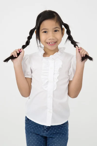 Porträt der schönen asiatischen Mädchen mit glücklichem Gesicht — Stockfoto