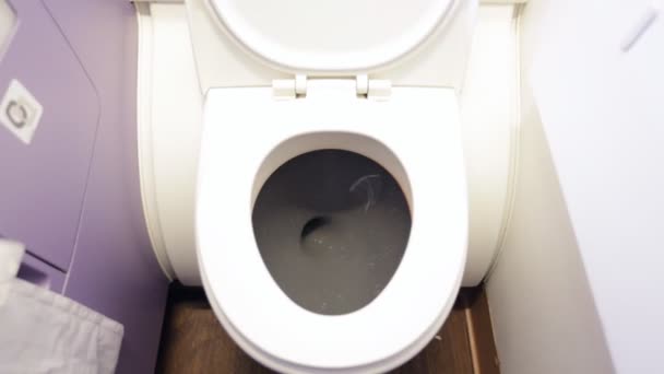 Spoel het toilet in lucht vliegtuig . — Stockvideo