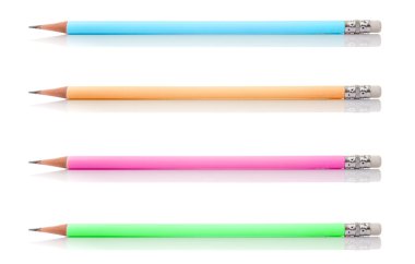 Grup Pastel beyaz arka plan üzerinde izole kalem