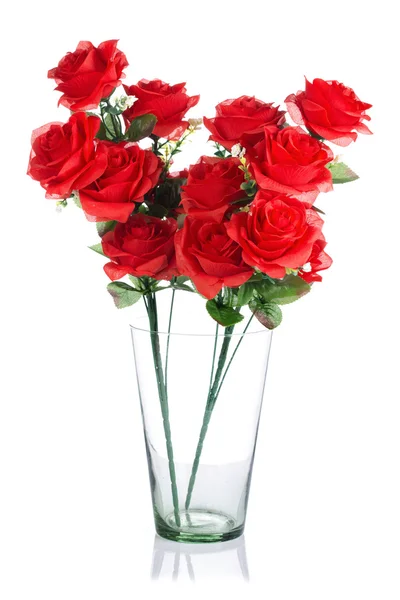 빨간 플라스틱 장미 꽃다발 — 스톡 사진