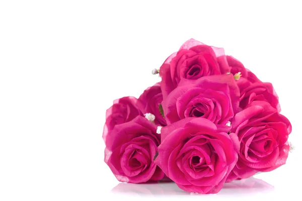 Bouquet of pink plastic roses ,with blank space for add text — Stock Photo, Image