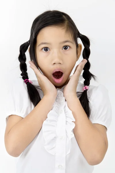 Retrato de ásia bonito menina com surpresa rosto — Fotografia de Stock