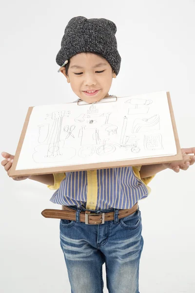 Mutlu Asyalı çocuk sanat kurulu gösterilen — Stok fotoğraf