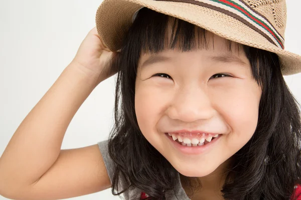 Retrato de niña asiática con la cara sonriente — Foto de Stock