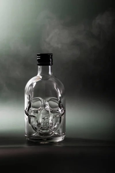 Empty Glass Bottle Shape Human Skull — Stock Photo, Image