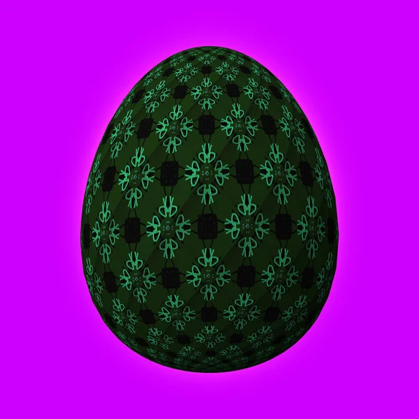 Счастливая Пасха Полностью Оформленное Раскрашенное Яйцо Иллюстрация Фиолетовом Фоне — стоковое фото