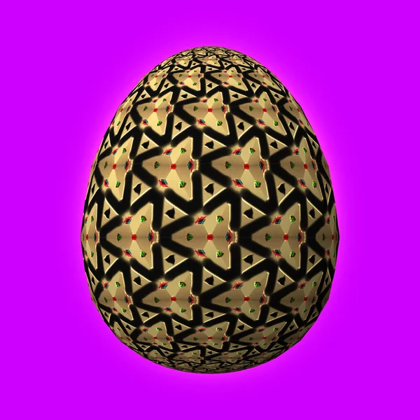 Happy Easter Artfully Designed Colorful Easter Egg Illustration Purple Background — Stock Photo, Image