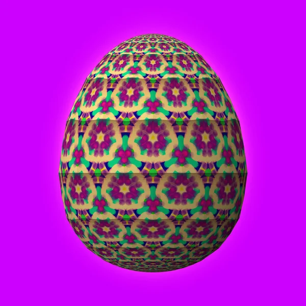 Счастливая Пасха Полностью Оформленное Раскрашенное Яйцо Иллюстрация Фиолетовом Фоне — стоковое фото