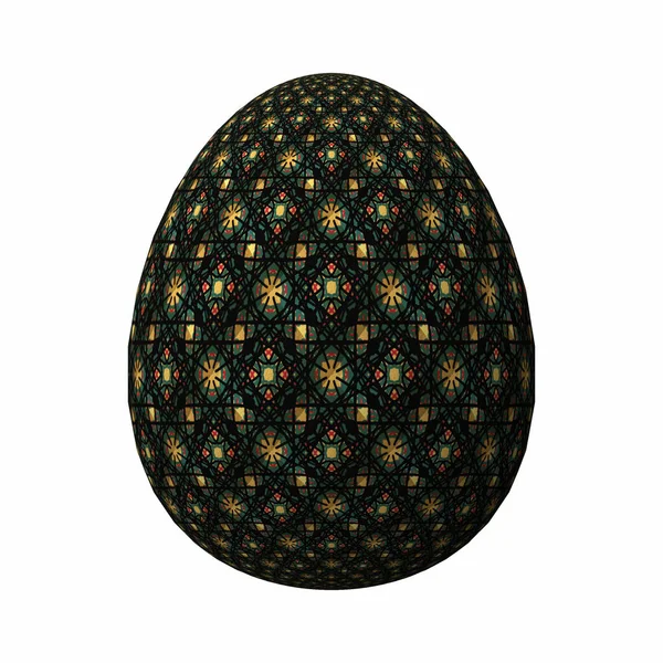 Счастливая Пасха Полностью Оформленное Раскрашенное Яйцо Иллюстрация Белом — стоковое фото