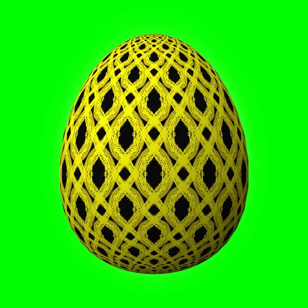 ハッピーイースター 芸術的に設計され カラフルな3Dイースターの卵 緑の3Dイラスト — ストック写真