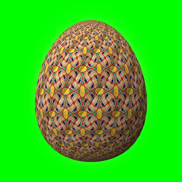 复活节快乐 精心设计 色彩艳丽的3D彩蛋 3D绿色插图 — 图库照片