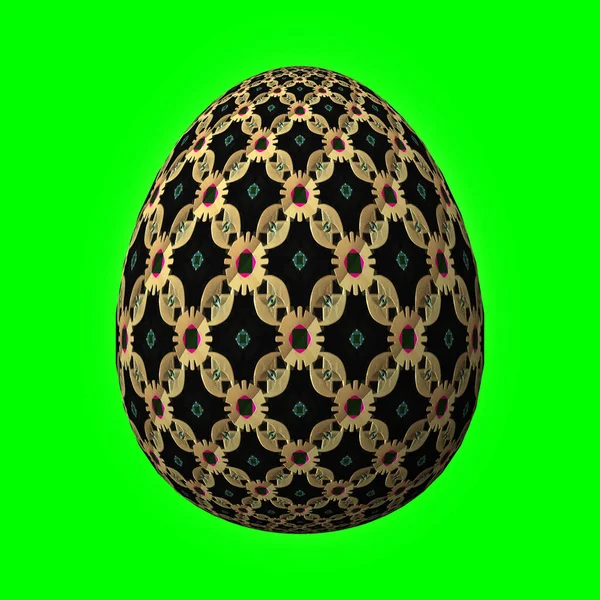 Щасливий Великдень Майстерно Розроблене Барвисте Пасхальне Яйце Ілюстрація Зеленому — стокове фото