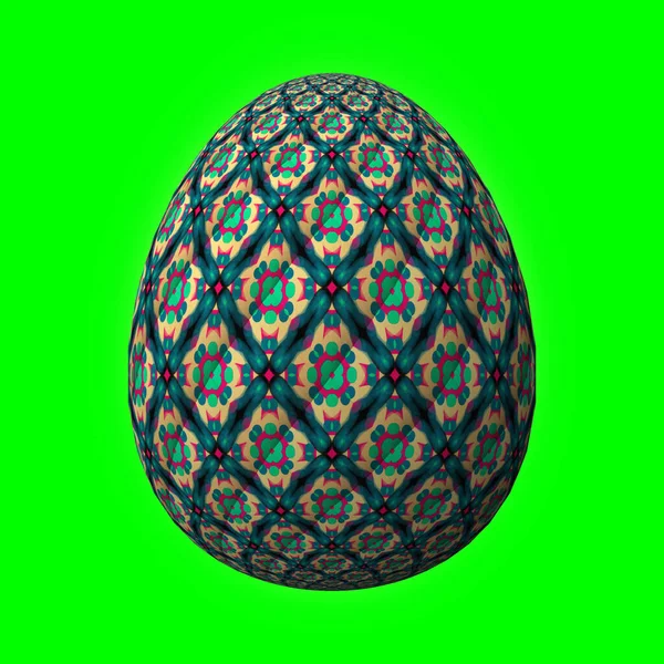 Щасливий Великдень Майстерно Розроблене Барвисте Пасхальне Яйце Ілюстрація Зеленому — стокове фото