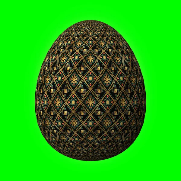Щасливий Великдень Майстерно Розроблене Барвисте Пасхальне Яйце Ілюстрація Зеленому Стокове Фото
