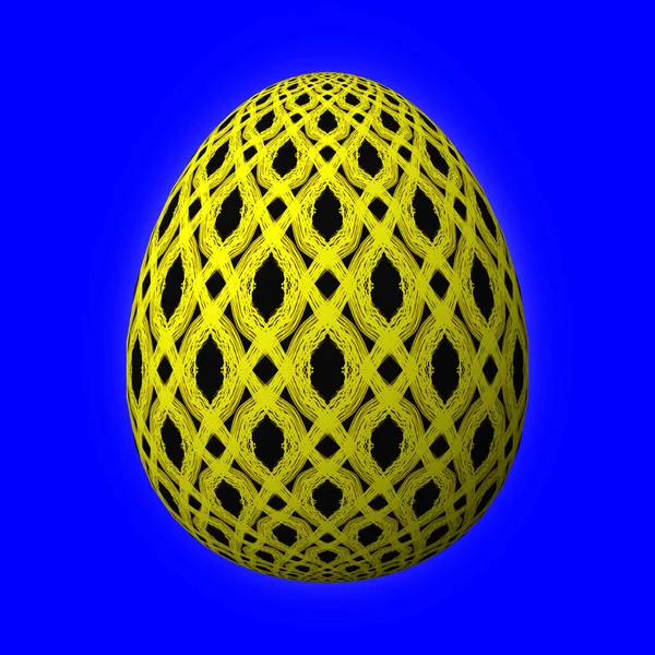 Πολύχρωμο Πασχαλινό Αυγό Μπλε Φόντο — Φωτογραφία Αρχείου