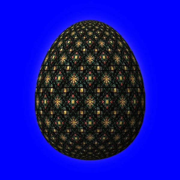 Colorful Easter Egg Blue Background — Stock Photo, Image