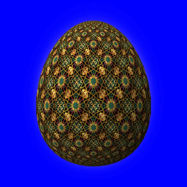 Барвисте Пасхальне Яйце Синьому Фоні — стокове фото