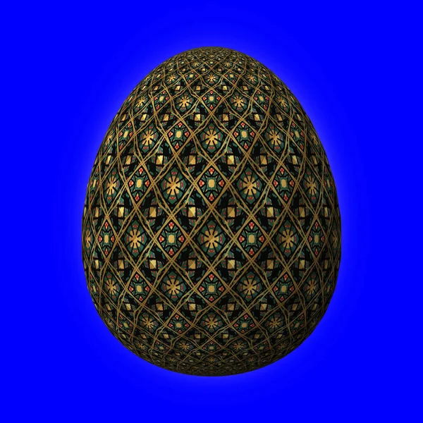 Colorato Uovo Pasqua Sfondo Blu — Foto Stock