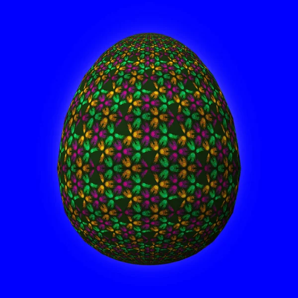 カラフルな3Dイースターの卵の青の背景 — ストック写真