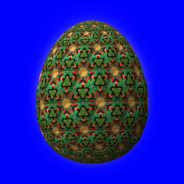 Mavi Arka Planda Renkli Boyutlu Paskalya Yumurtası — Stok fotoğraf