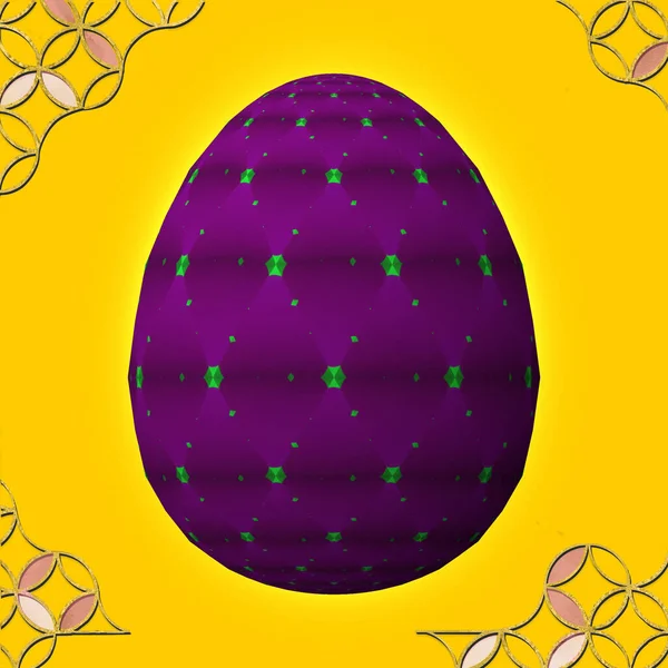 Happy Easter Artfully Designed Colorful Easter Egg Illustration Yellow Background — Stock Photo, Image