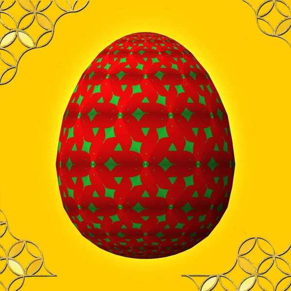 Щасливий Великдень Майстерно Розроблене Барвисте Пасхальне Яйце Ілюстрація Жовтому Тлі Стокове Зображення
