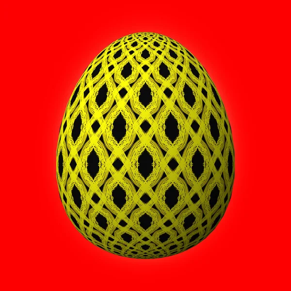 Mutlu Paskalyalar Boyutlu Renkli Paskalya Yumurtası Kırmızı Üzerine Boyutlu Illüstrasyon — Stok fotoğraf