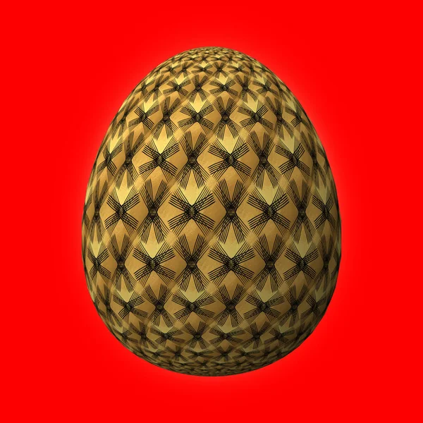 复活节快乐 精心设计 色彩艳丽的3D彩蛋 红色的3D插图 — 图库照片
