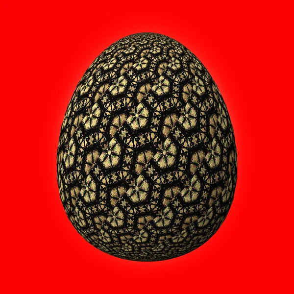 复活节快乐 精心设计 色彩艳丽的3D彩蛋 红色的3D插图 — 图库照片