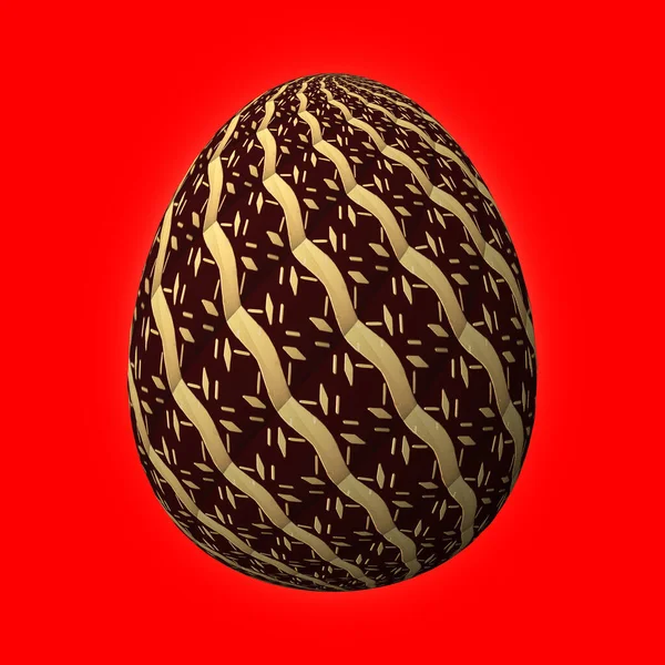 Счастливая Пасха Полностью Оформленное Раскрашенное Яйцо Иллюстрация Красном — стоковое фото