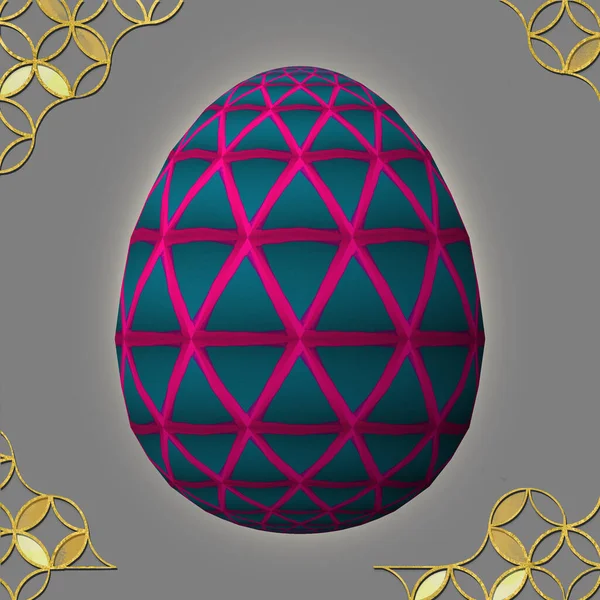 Buona Pasqua Artfully Progettato Colorato Uovo Pasqua Illustrazione Sfondo Grigio — Foto Stock