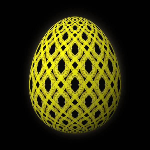 Счастливая Пасха Полностью Оформленное Цветное Яйцо Иллюстрация Черном Фоне — стоковое фото