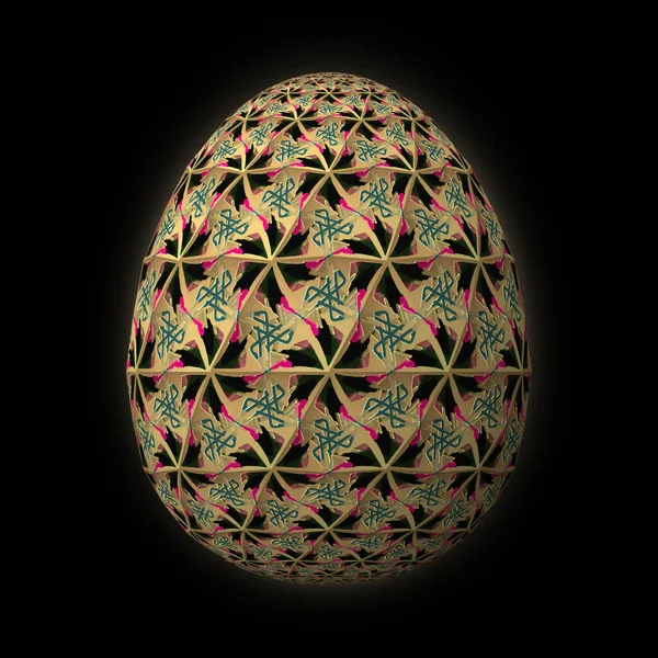 Mutlu Paskalyalar Boyutlu Renkli Paskalya Yumurtası Siyah Arka Planda Boyutlu — Stok fotoğraf
