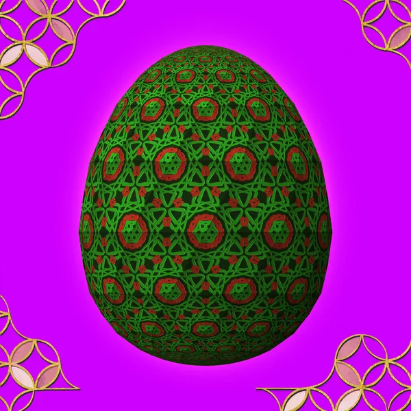 Hyvää Pääsiäistä Taidokkaasti Suunniteltu Värikäs Pääsiäismuna Kuvitus Violetilla Taustalla Rungolla — kuvapankkivalokuva