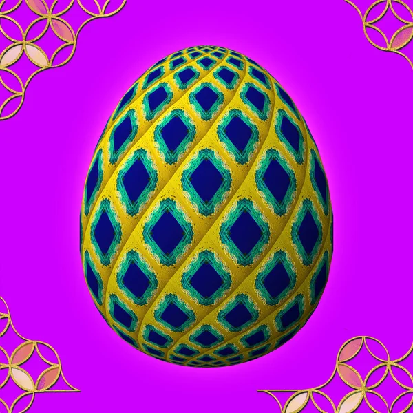 Happy Easter Artfully Designed Colorful Easter Egg Illustration Purple Background — Stock Photo, Image