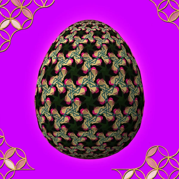 Καλό Πάσχα Artfully Σχεδιασμένο Και Πολύχρωμο Πασχαλινό Αυγό Εικονογράφηση Μωβ — Φωτογραφία Αρχείου