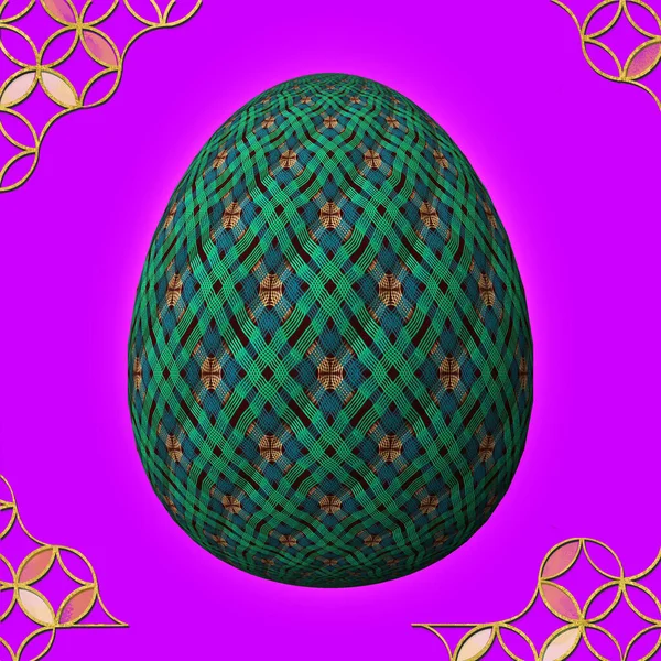 Mutlu Paskalyalar Sanatsal Olarak Tasarlanmış Renkli Boyutlu Paskalya Yumurtası Mor — Stok fotoğraf