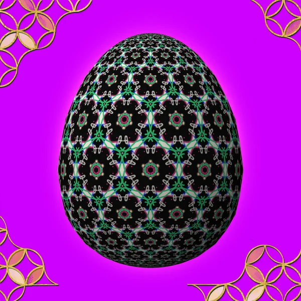 Щасливий Великдень Майстерно Розроблене Барвисте Пасхальне Яйце Ілюстрація Фіолетовому Фоні — стокове фото