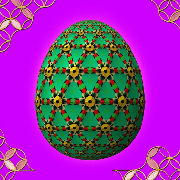 Buona Pasqua Artfully Progettato Colorato Uovo Pasqua Illustrazione Sfondo Viola — Foto Stock
